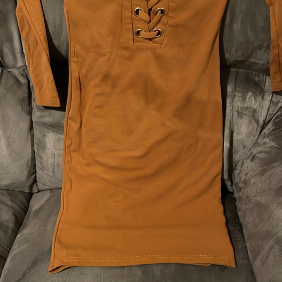 Womens mustard brown dress size Large - Picture 2 of 6